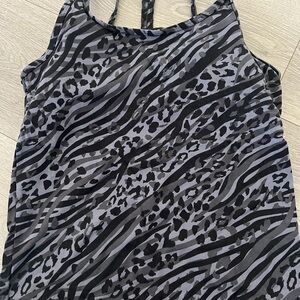 PINK Victoria's Secret Black and Gray Animal Print Tank‎